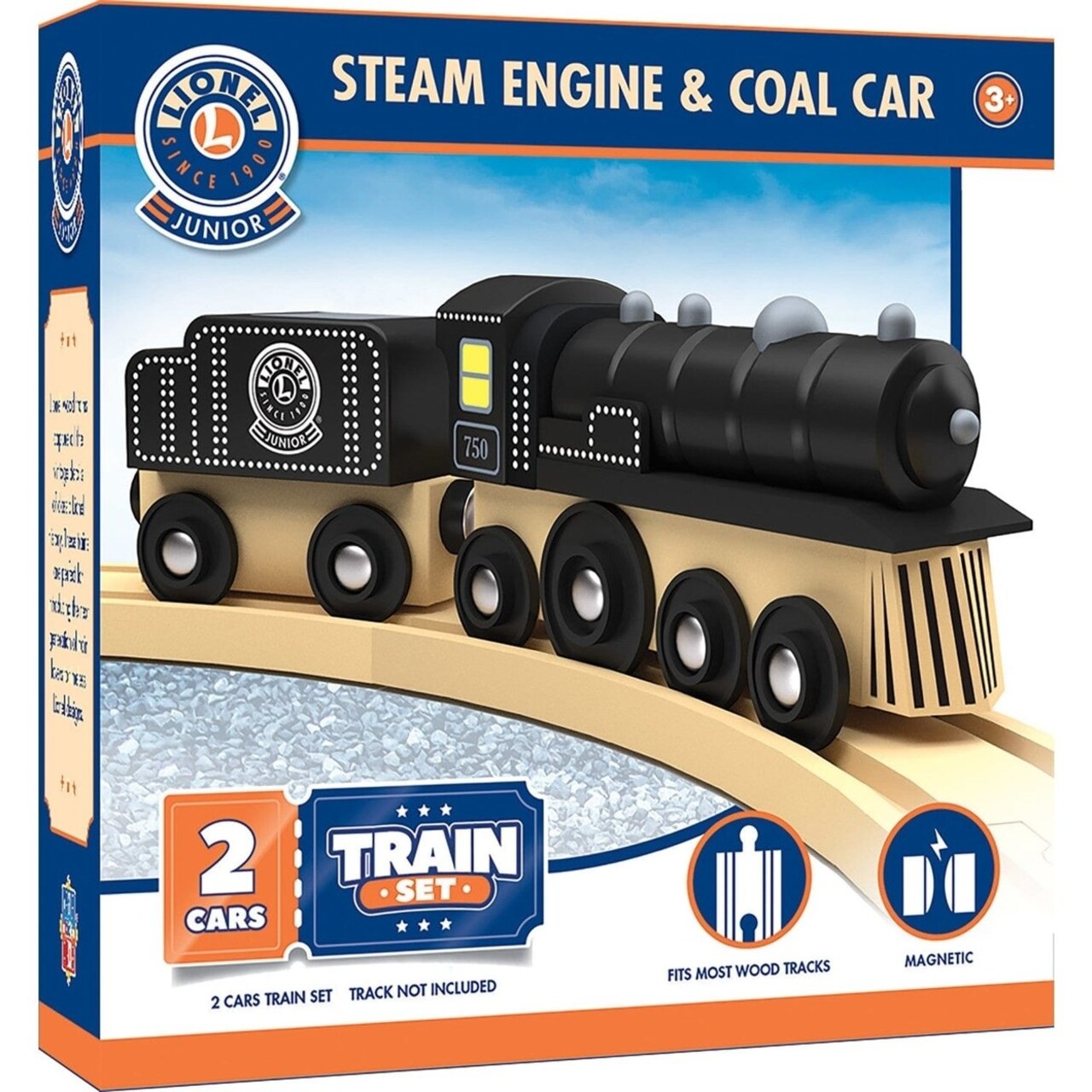 Lionel Wooden Steam Engine And Coal Car Toy Train Set Compatible With 1" Tracks